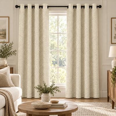Custom Ecru Snow Storm Textured Curtain - Primary image
