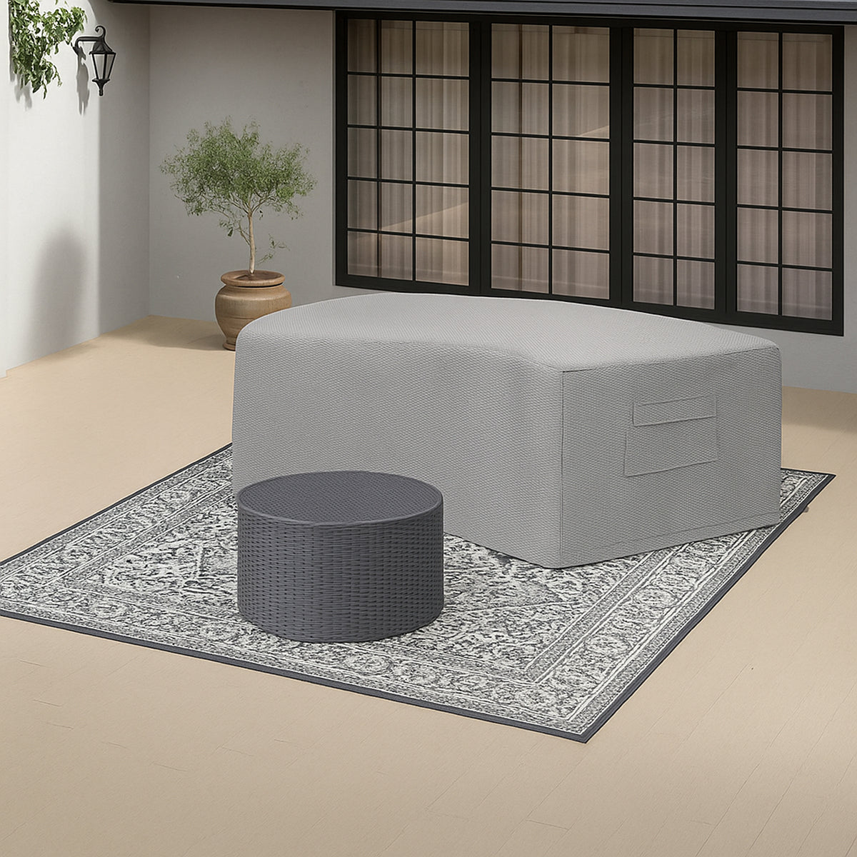 Custom Curved Ottoman Cover