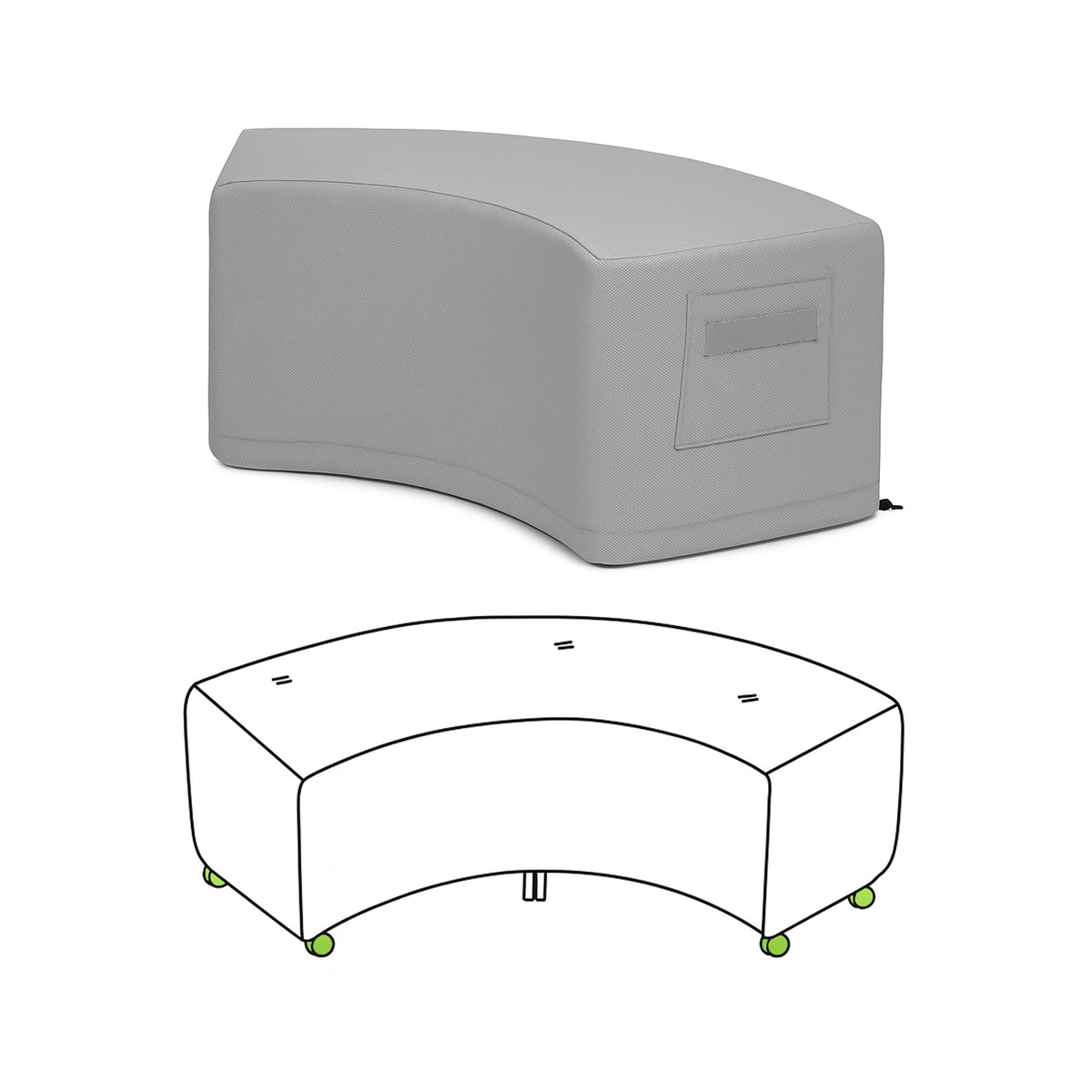 Custom Curved Ottoman Cover