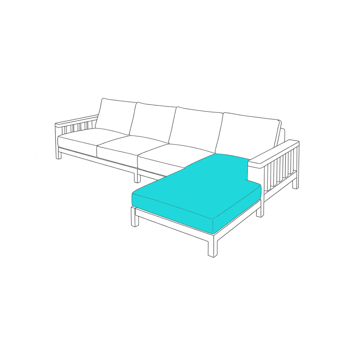 Custom Outdoor L Shape Sectional Cushion – RHS - Image 1 | ZIPCushions