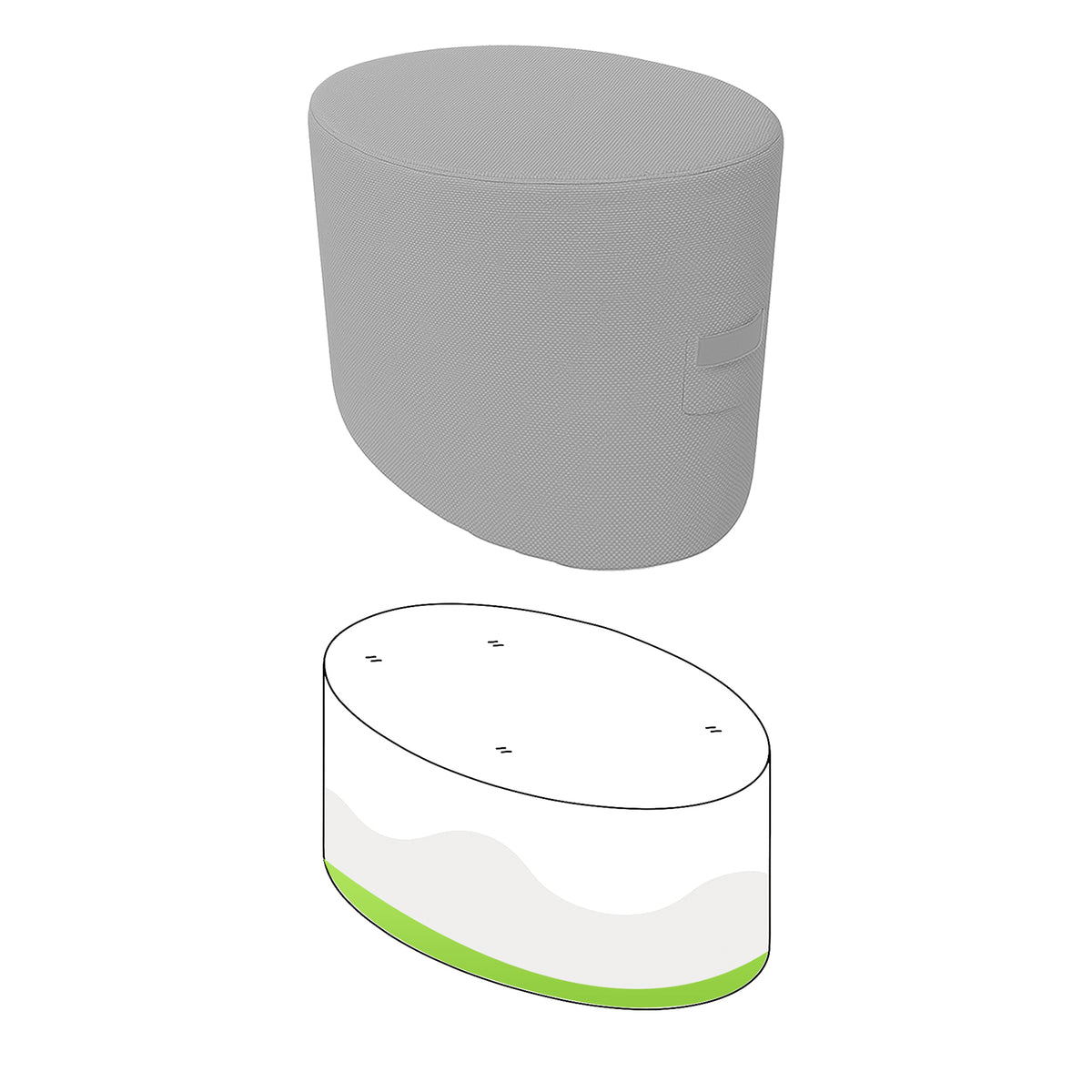 Custom Oval Ottoman Cover