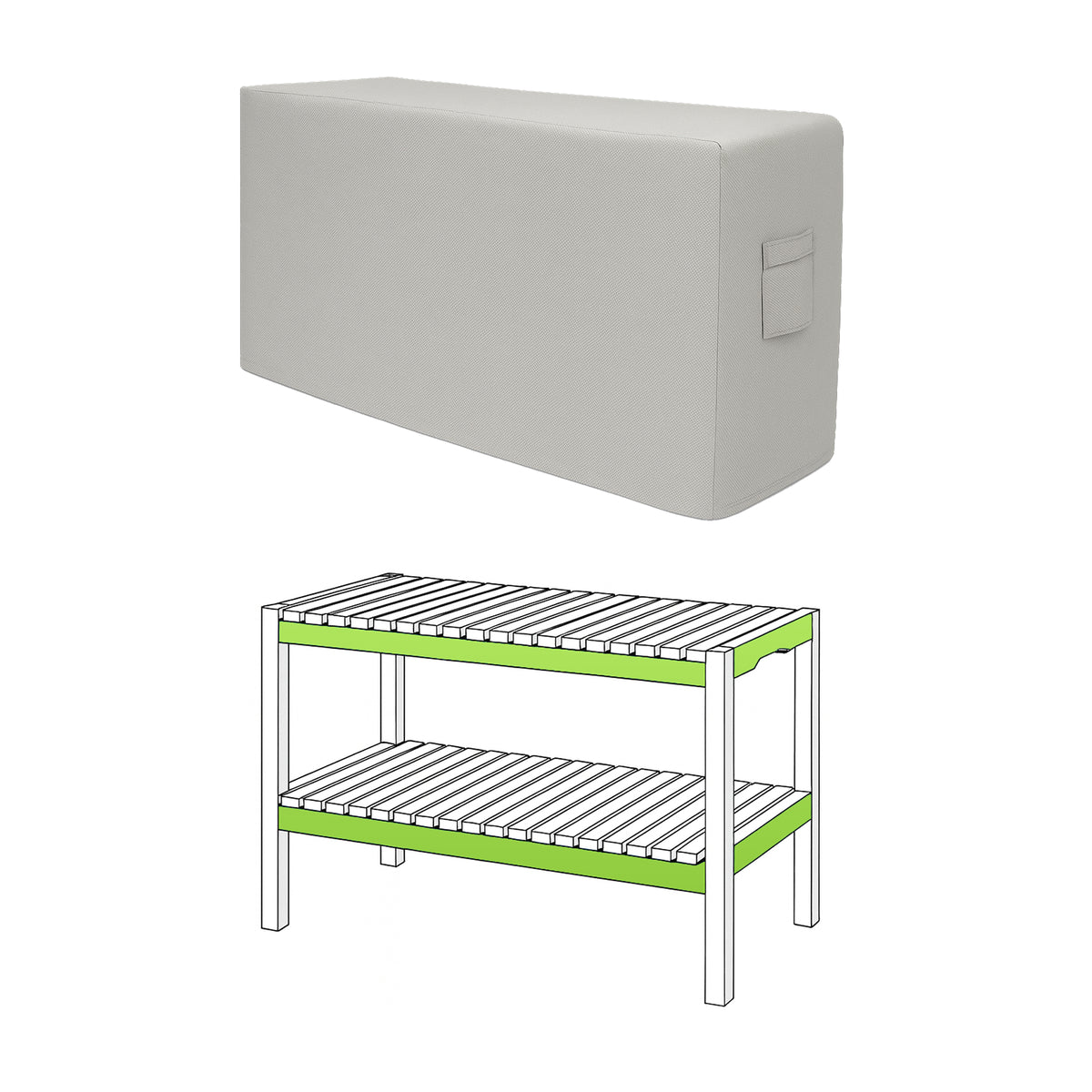 Custom Slatted Shoe Bench Cover