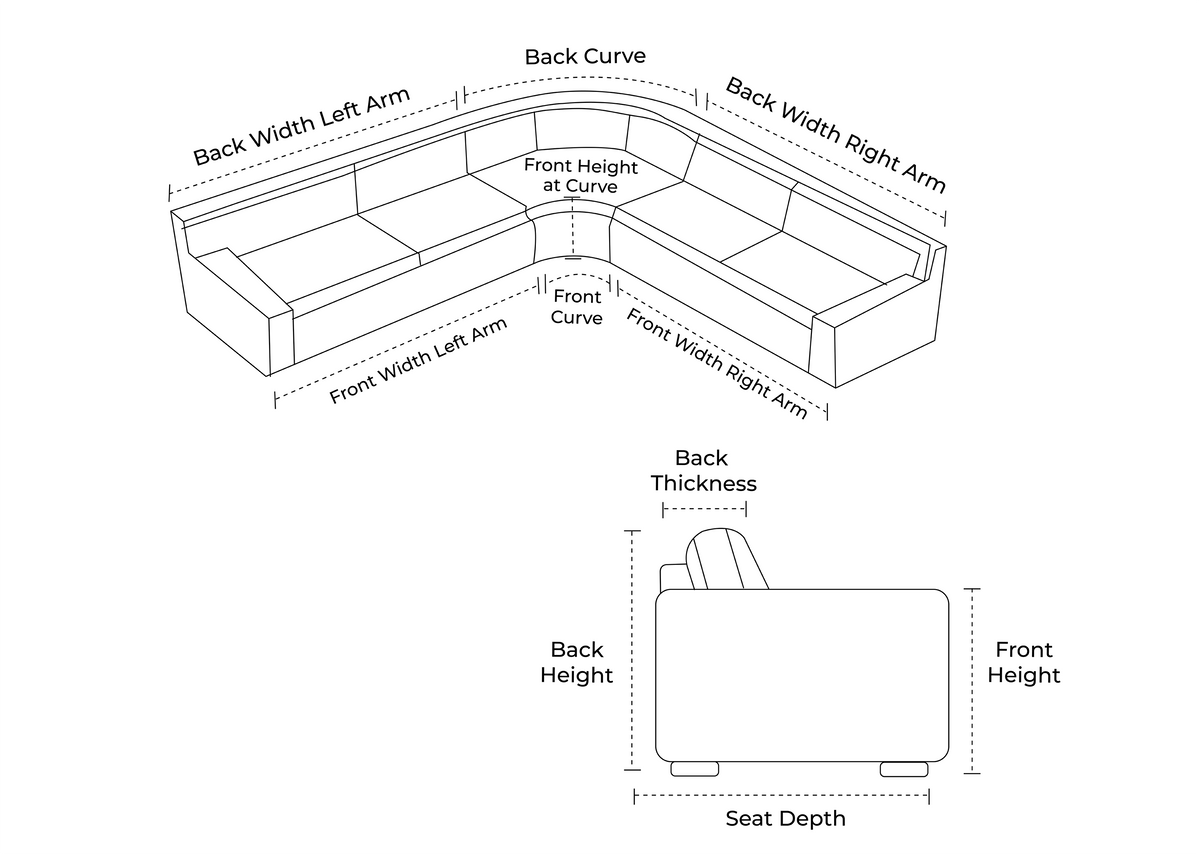 Custom L Shape Curved Couch Cover