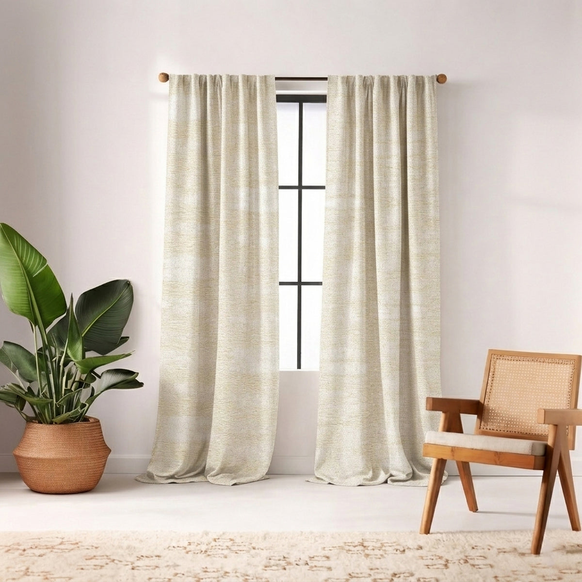 Daisy Sandstone Woven Curtain