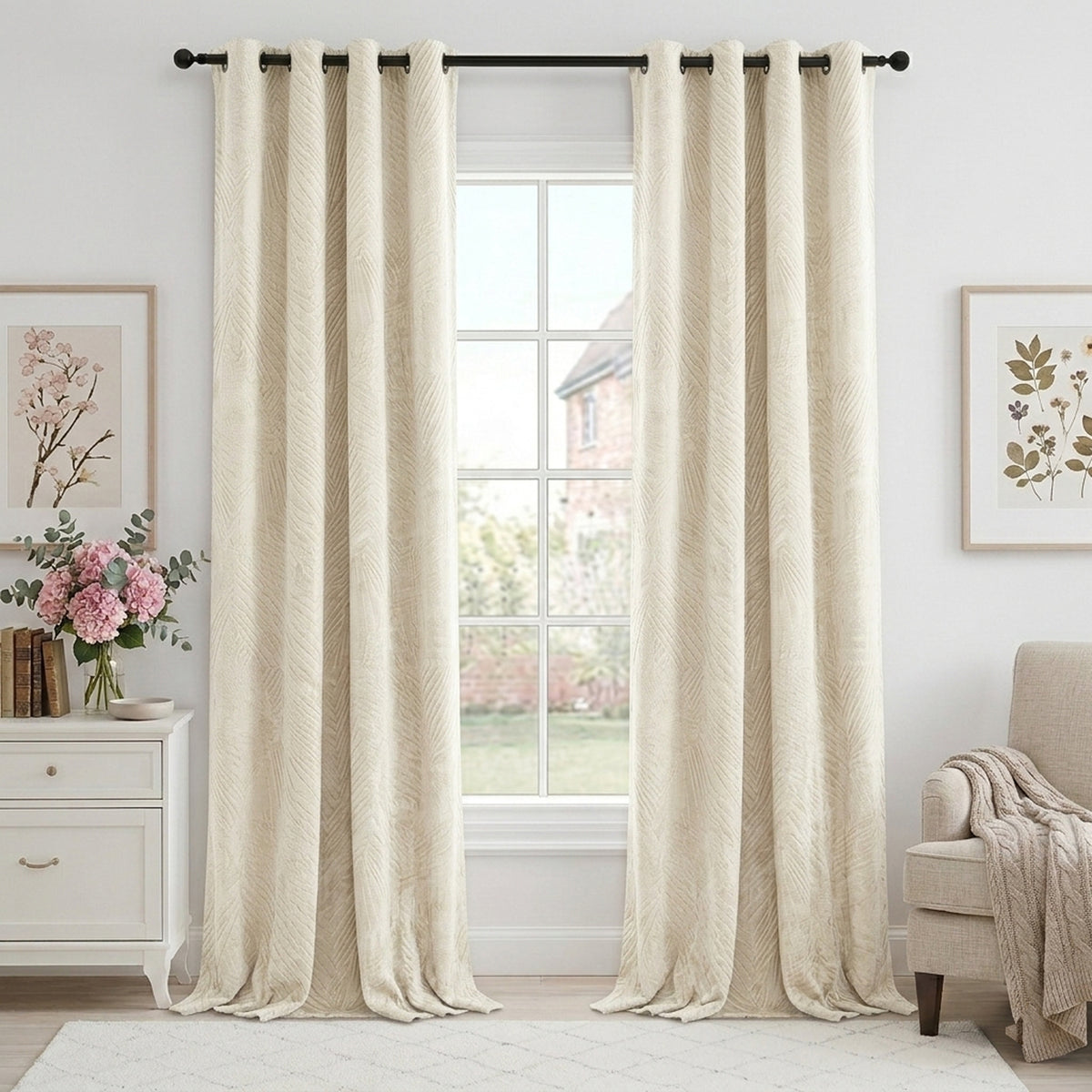 Eggshell Abstraction Woven Curtain