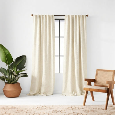 Eggshell Rill Woven Curtain - Primary image