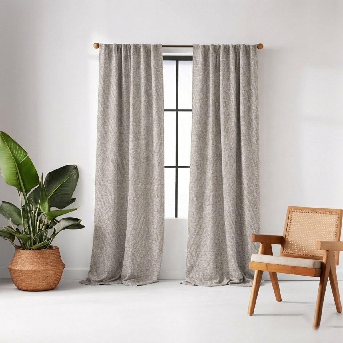 Grey Rill Woven Curtain