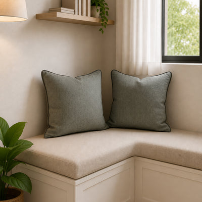 Textured Grey Weave Pillow Covers (16x16, Set of 2) - Secondary image