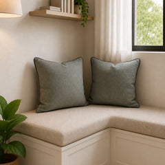Textured Grey Weave Pillow Covers (16x16, Set of 2)