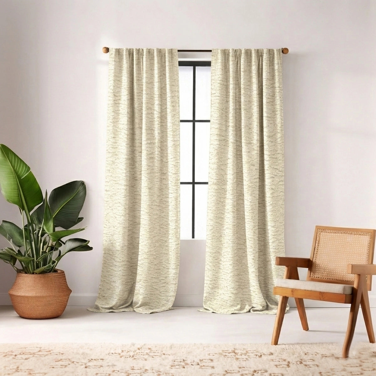 Snow Storm Ivory Textured Curtain