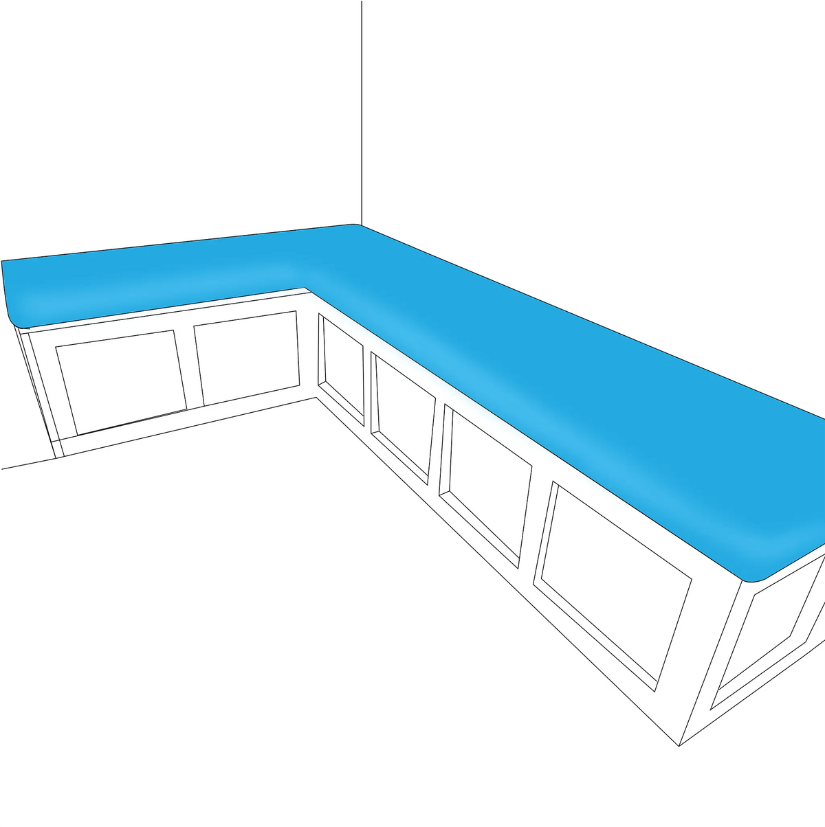 Blue countertop on a white background | L Shape Sofa / Bench Cushions | ZIPCushions - view 2