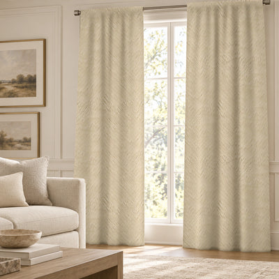 Custom Beige Arrow Textured Curtain - Primary image
