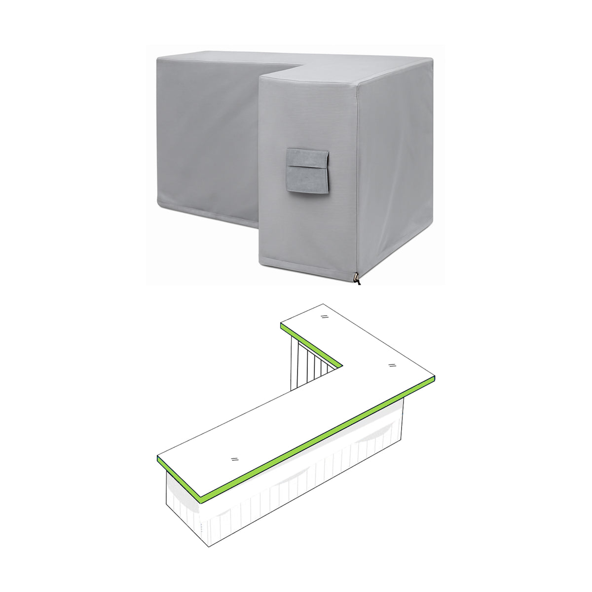 Custom L Shape Outdoor Bar Island Cover - Style 1