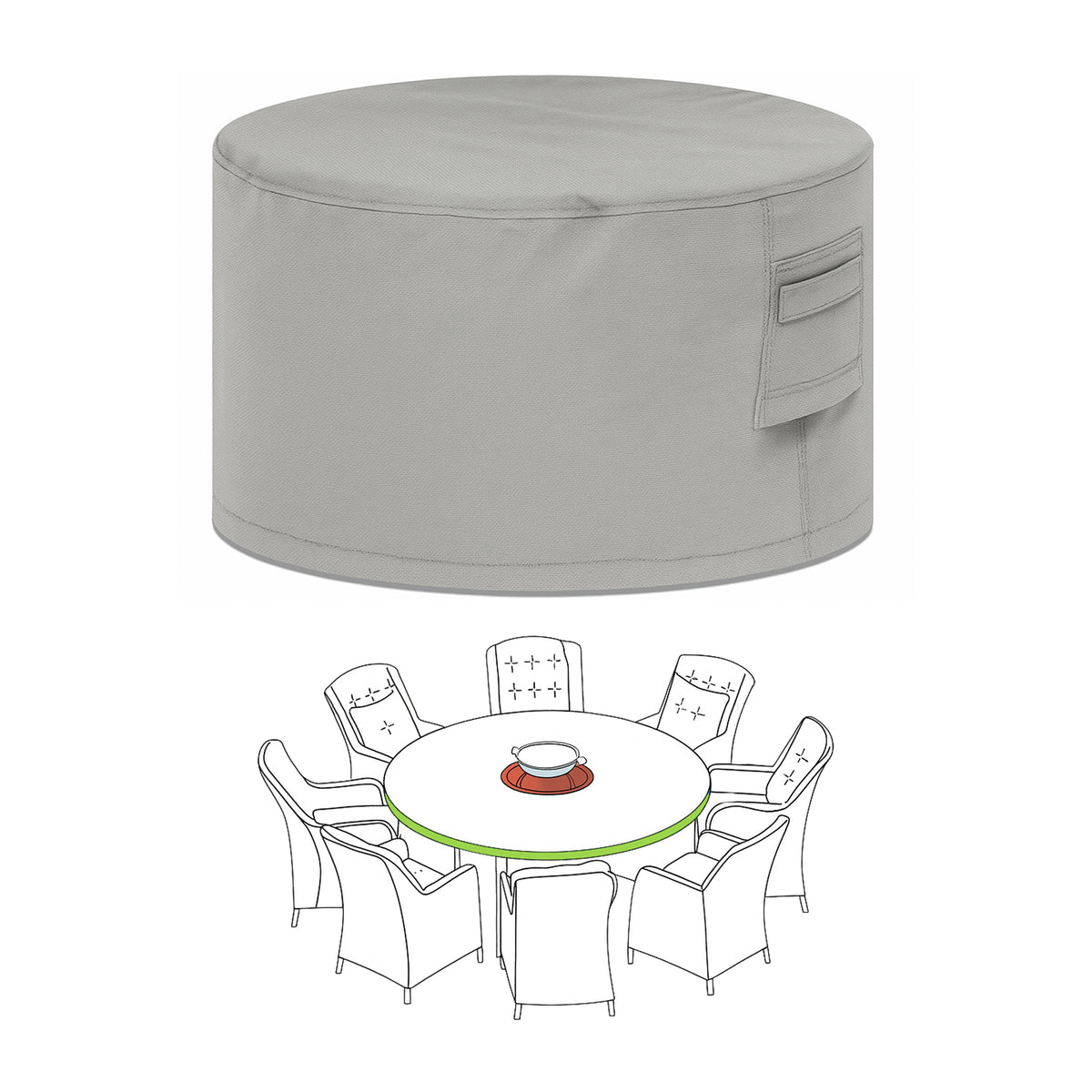 Custom Round Fire Pit with Chair Set Cover