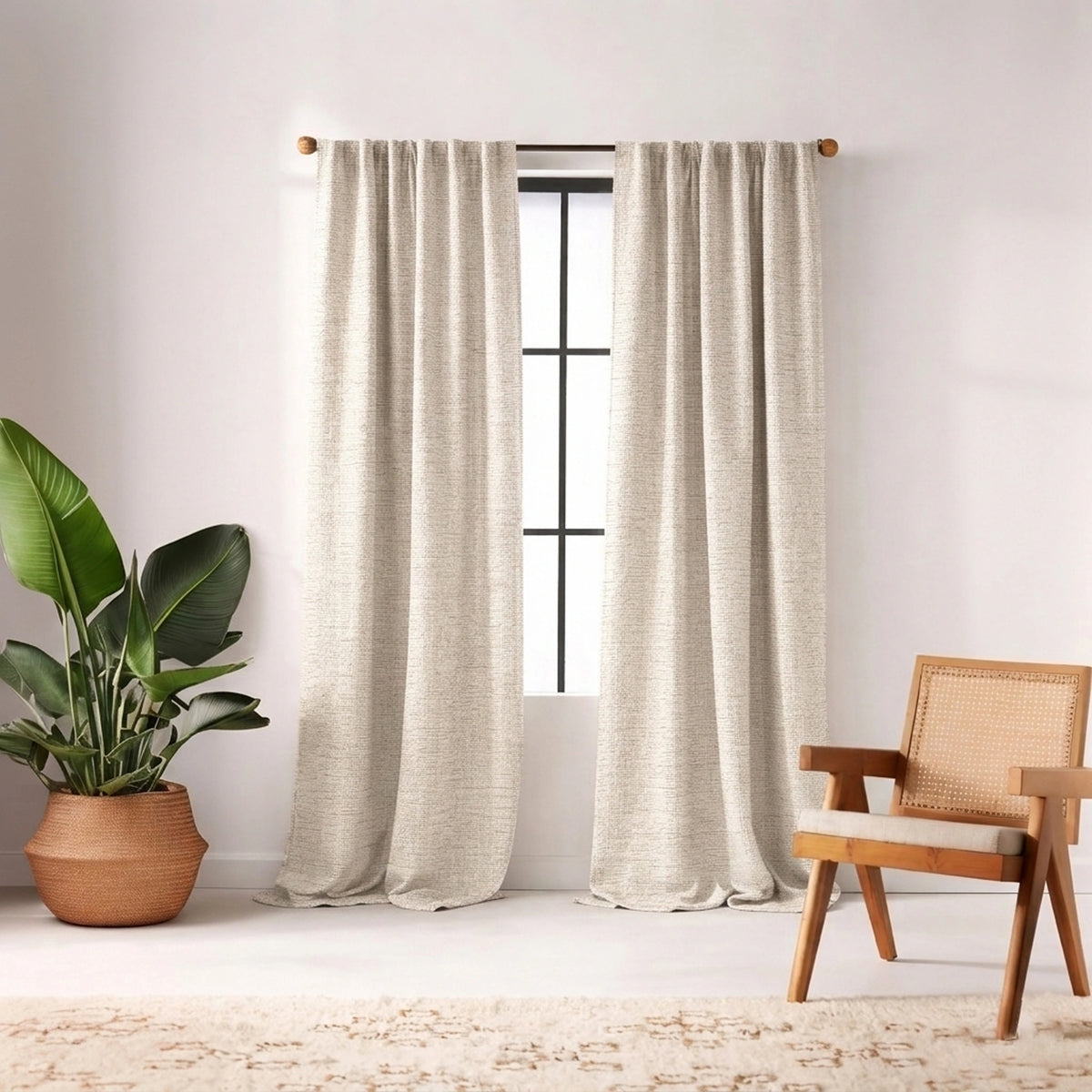 Graphic Moon Stone Weave Curtain