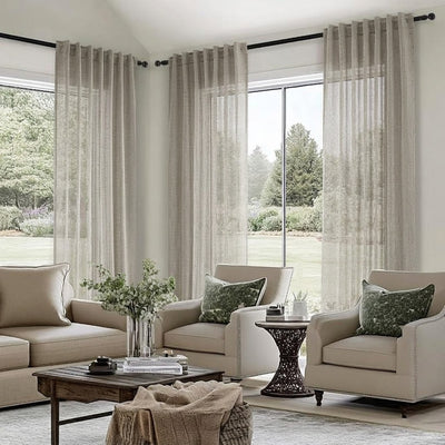 Natural Gridline Crossweave Curtain - Primary image