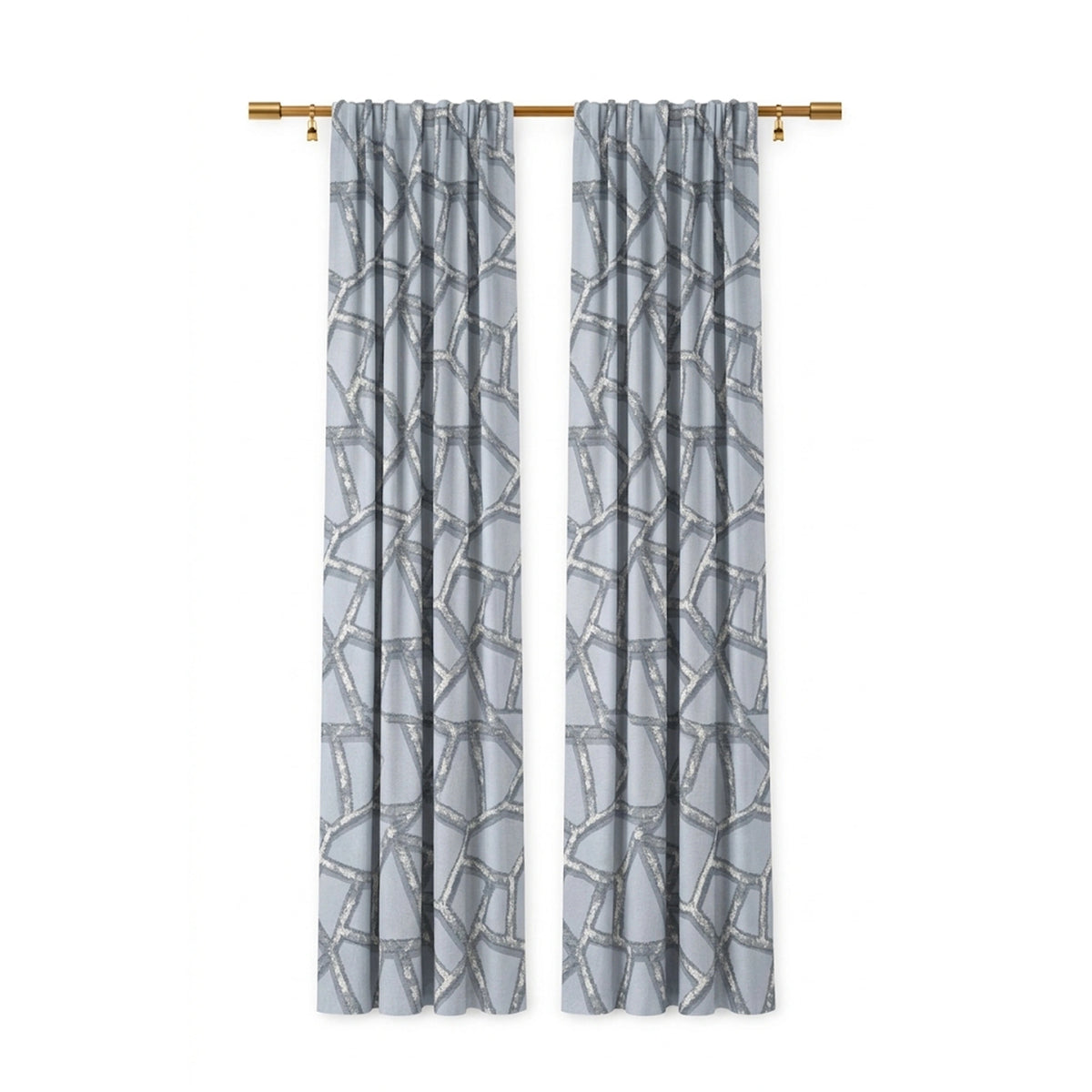 Collage Powder Blue Jacquard Curtain - view 2