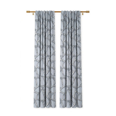 Collage Powder Blue Jacquard Curtain - Secondary image
