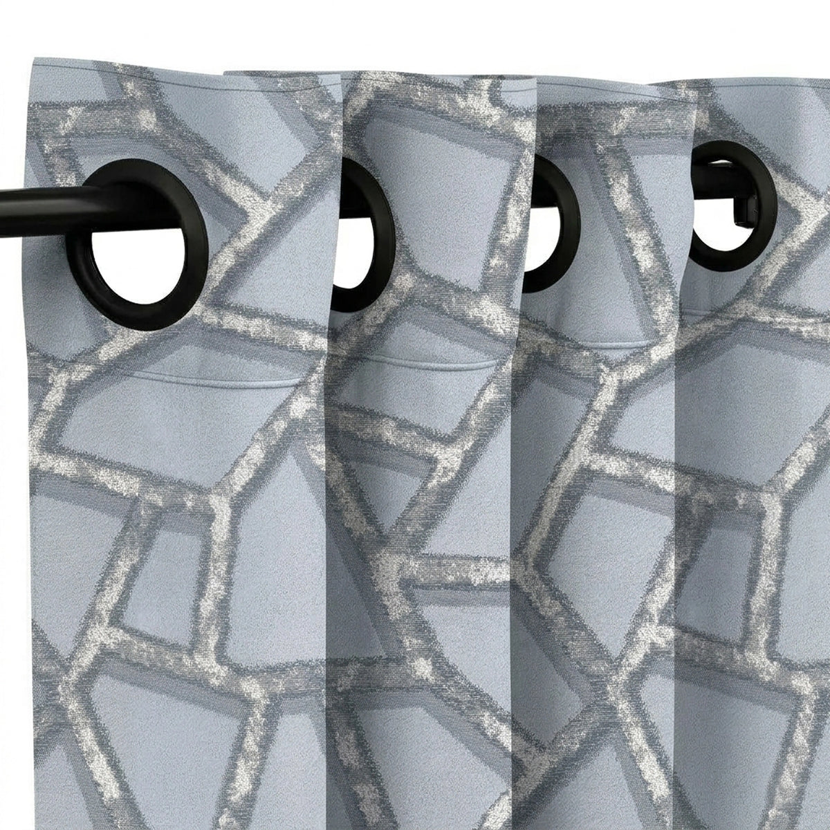 Collage Powder Blue Jacquard Curtain - view 4