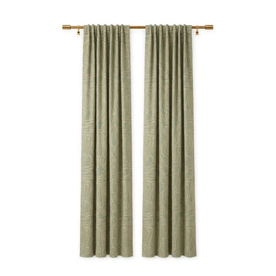 Sage Lineart Jacquard Curtain - Secondary image