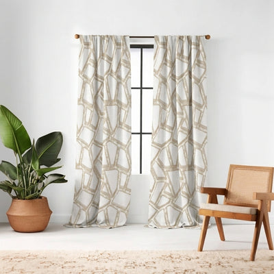 Collage Sandstone jacqaurd Curtains - Primary image
