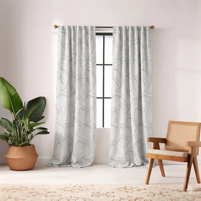 Collage Silver Jacquard Curtain - Primary image