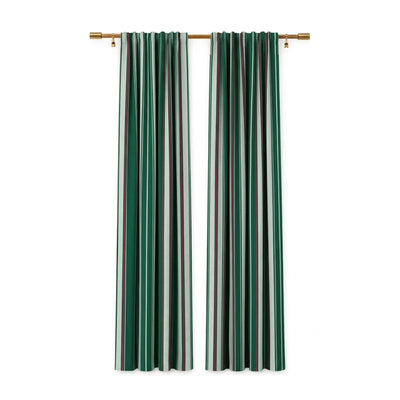 Sunbrella Fancy Stripe Forest Green Curtain