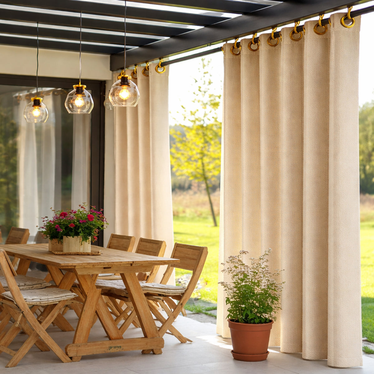 Sunbrella Canvas Antique Beige Curtain - Image 3 | ZIPCushions - view 2