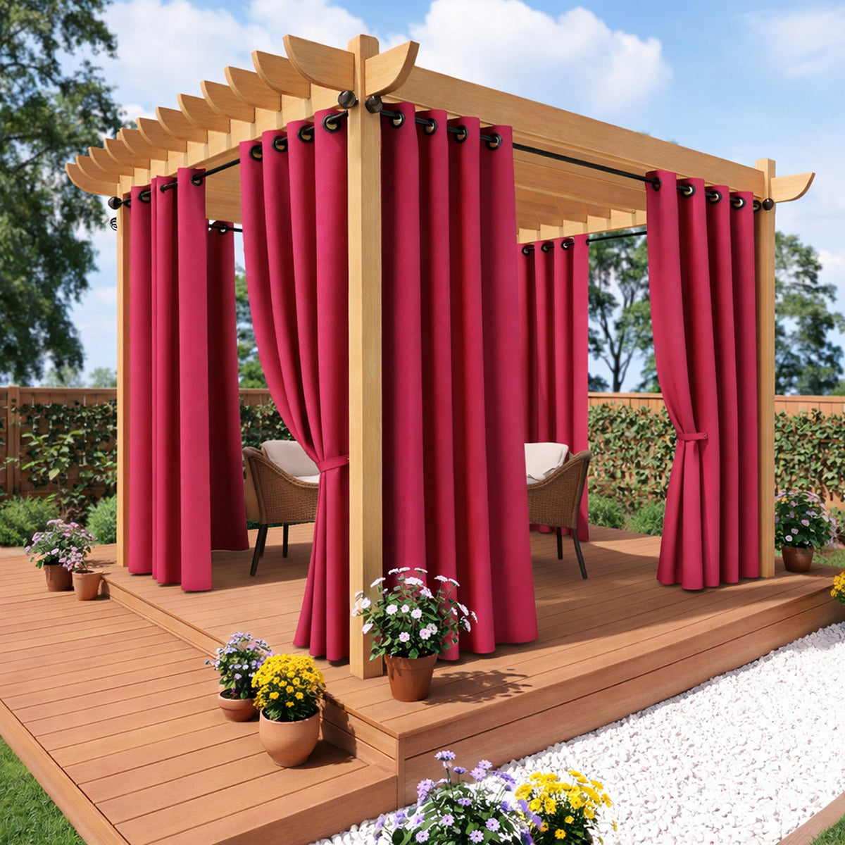 Sunbrella® Canvas Hot Pink Curtain