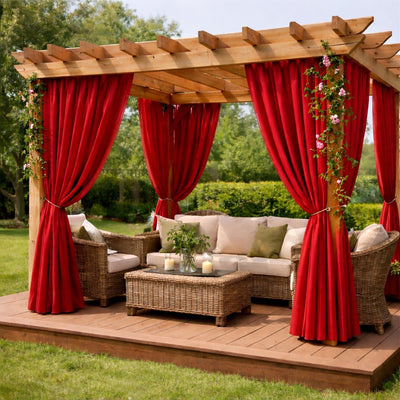 Sunbrella Canvas Jockey Red Curtain - alternate view