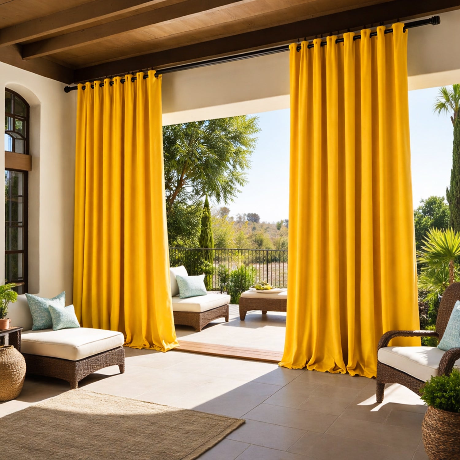 Sunbrella Canvas Sunflower Yellow Curtain | Bright Custom Drapes