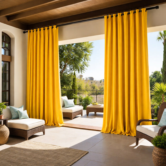Sunbrella Canvas Sunflower Yellow Curtain - Image 3 | ZIPCushions