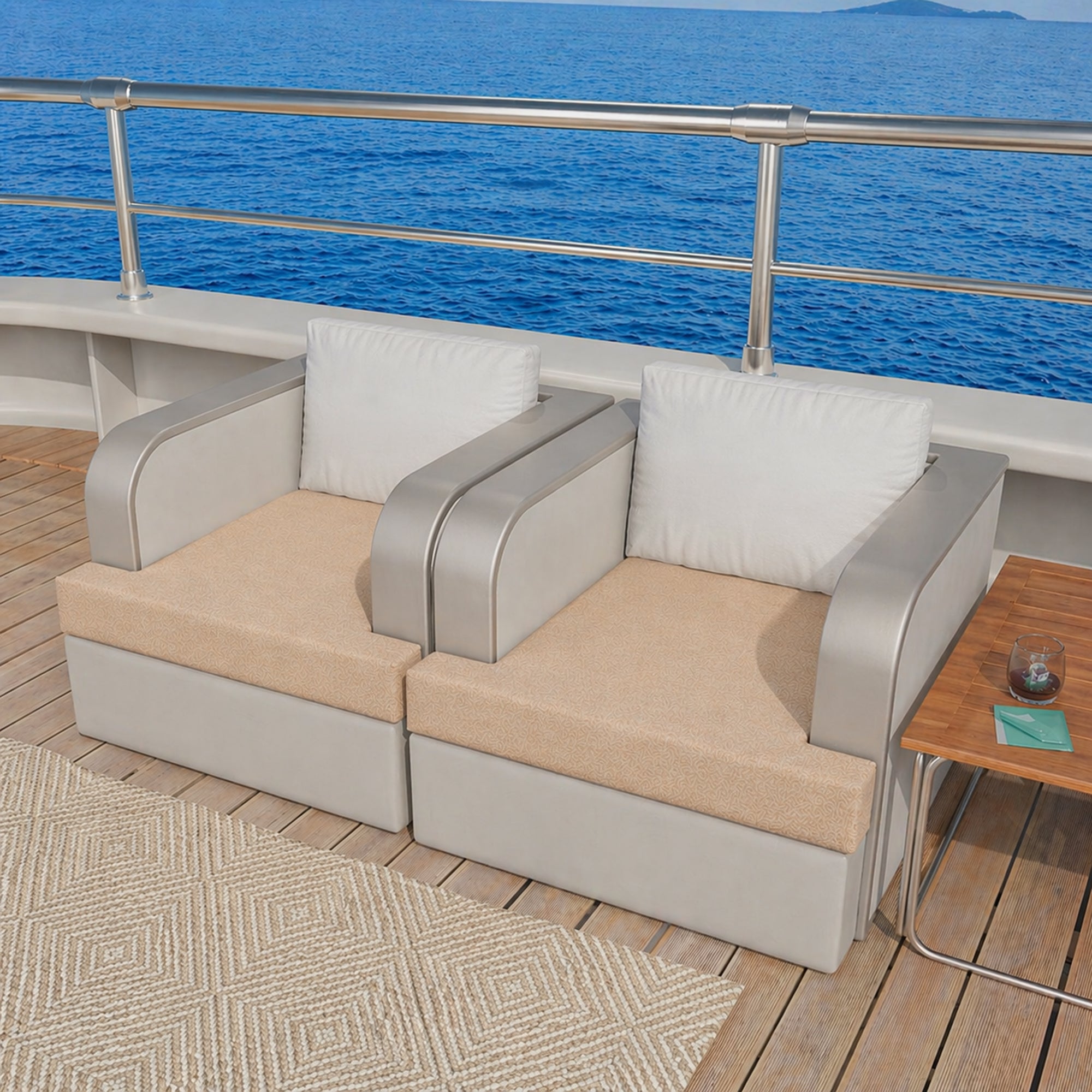 Custom T-Shape Boat Cushions | Sunbrella Horizon | ZIPCushions