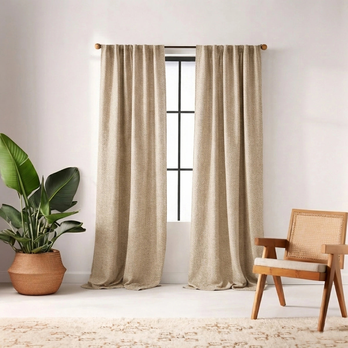 Custom Taupe Greenscape Sheer Curtain
