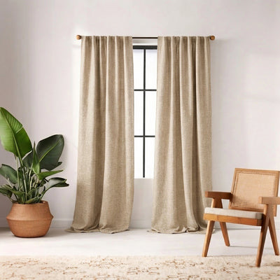Custom Taupe Greenscape Sheer Curtain - Primary image