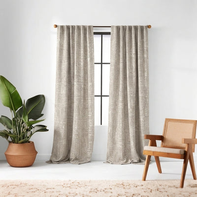 Graphic Taupe Weave Curtain - Primary image