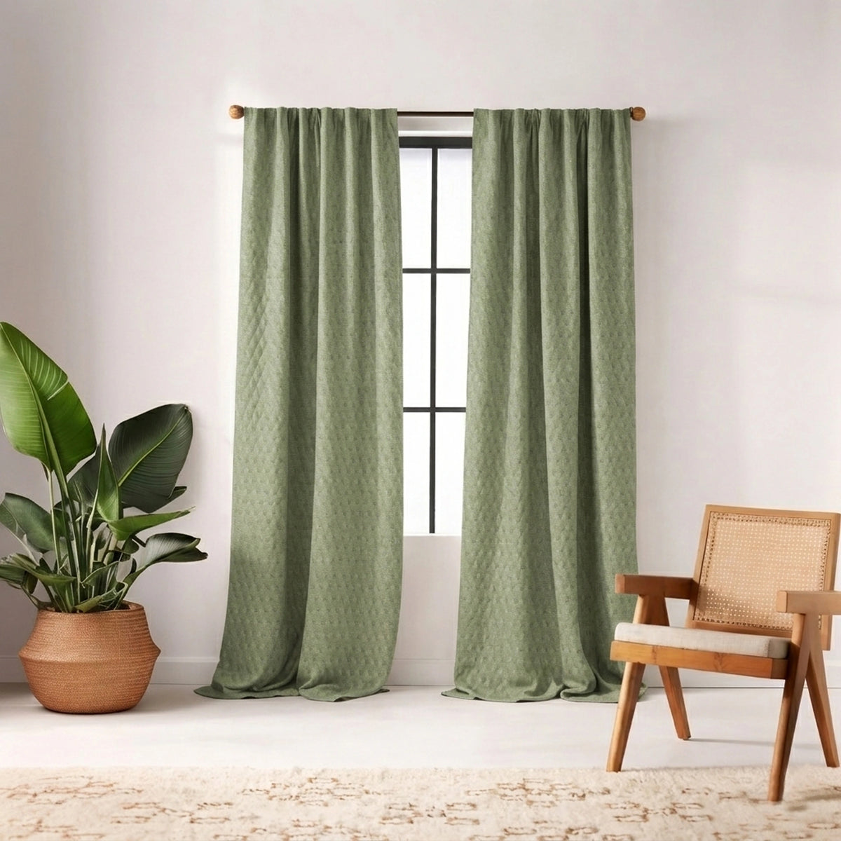 Tessellate Willow Textured Curtain