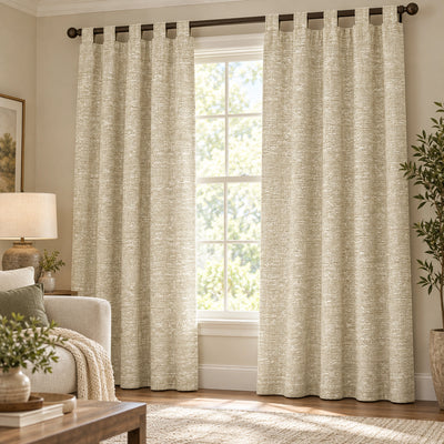 Custom Ecru Graphic Weave Curtain - Primary image