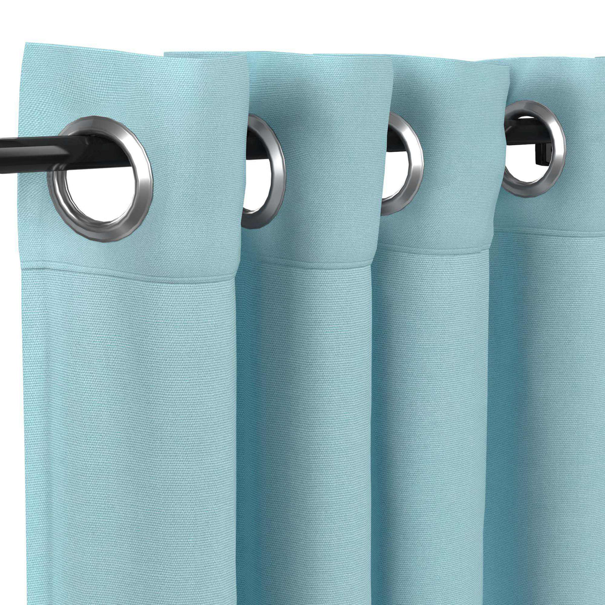 Sunbrella Canvas Mineral Blue Curtain - Image 11 | ZIPCushions - view 11