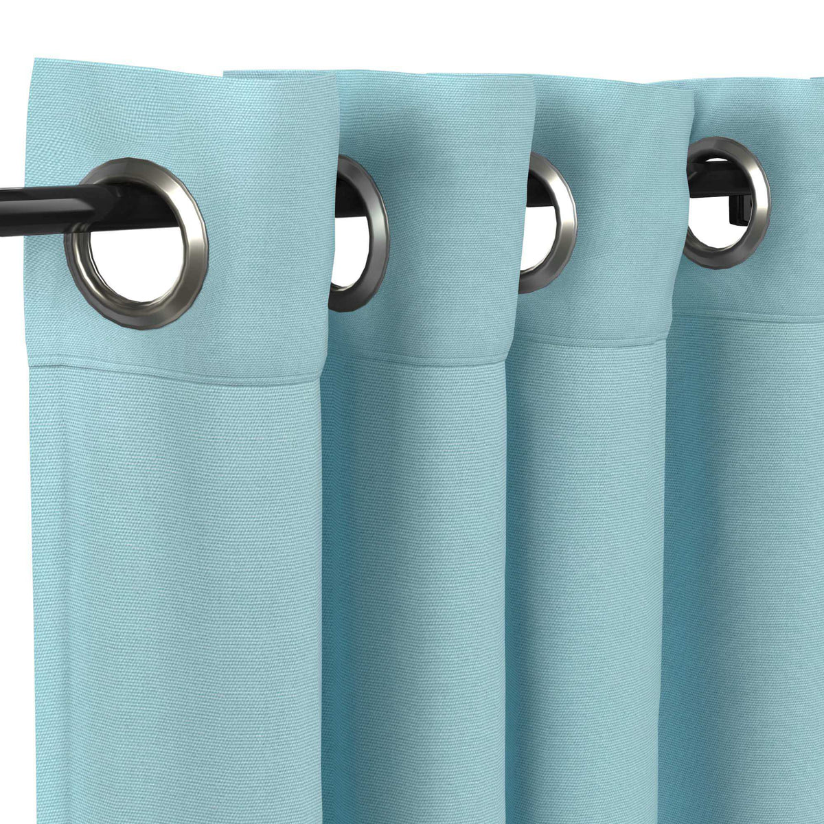 Sunbrella Canvas Mineral Blue Curtain - Image 12 | ZIPCushions - view 12