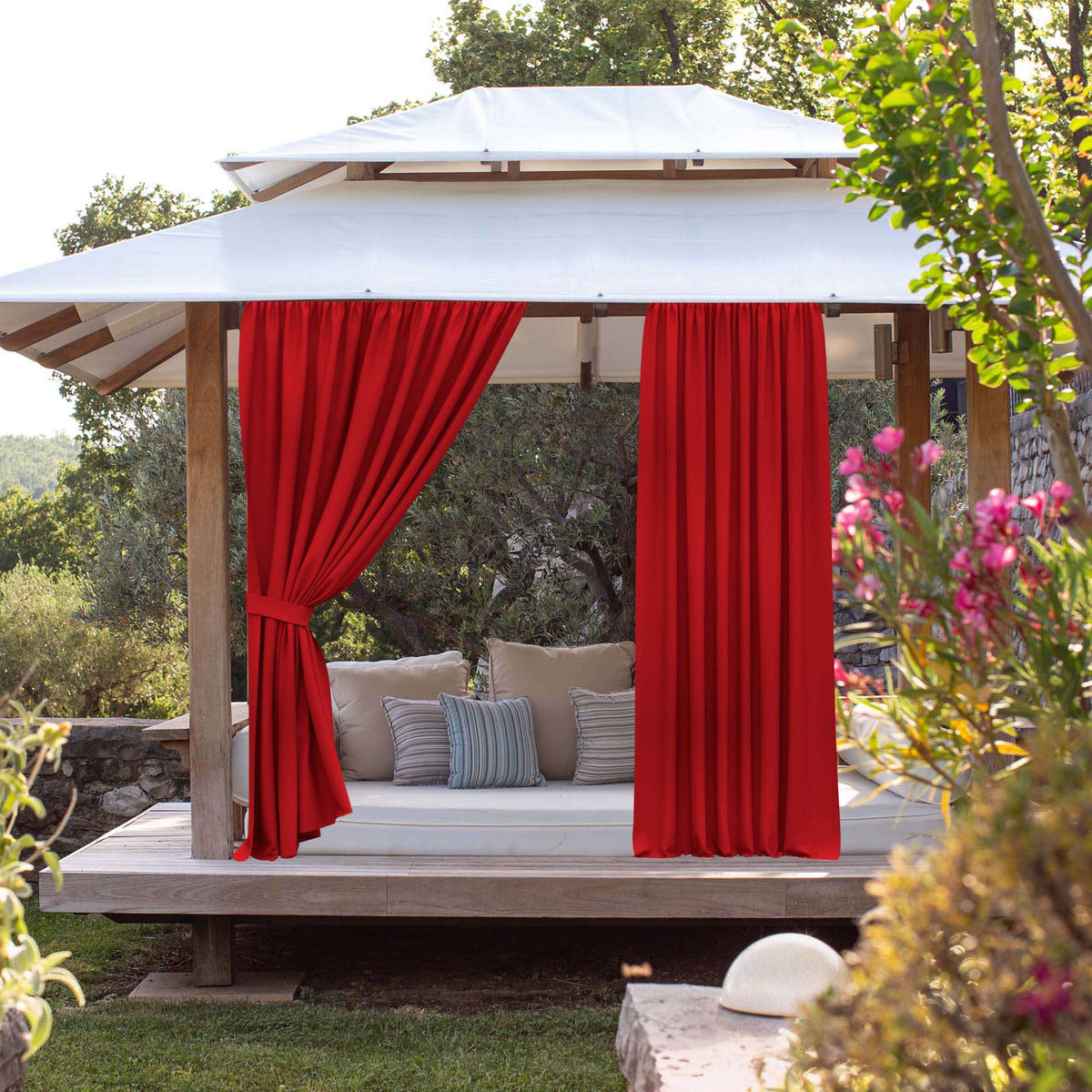 Sunbrella Canvas Jockey Red Curtain - Image 4 | ZIPCushions - view 3