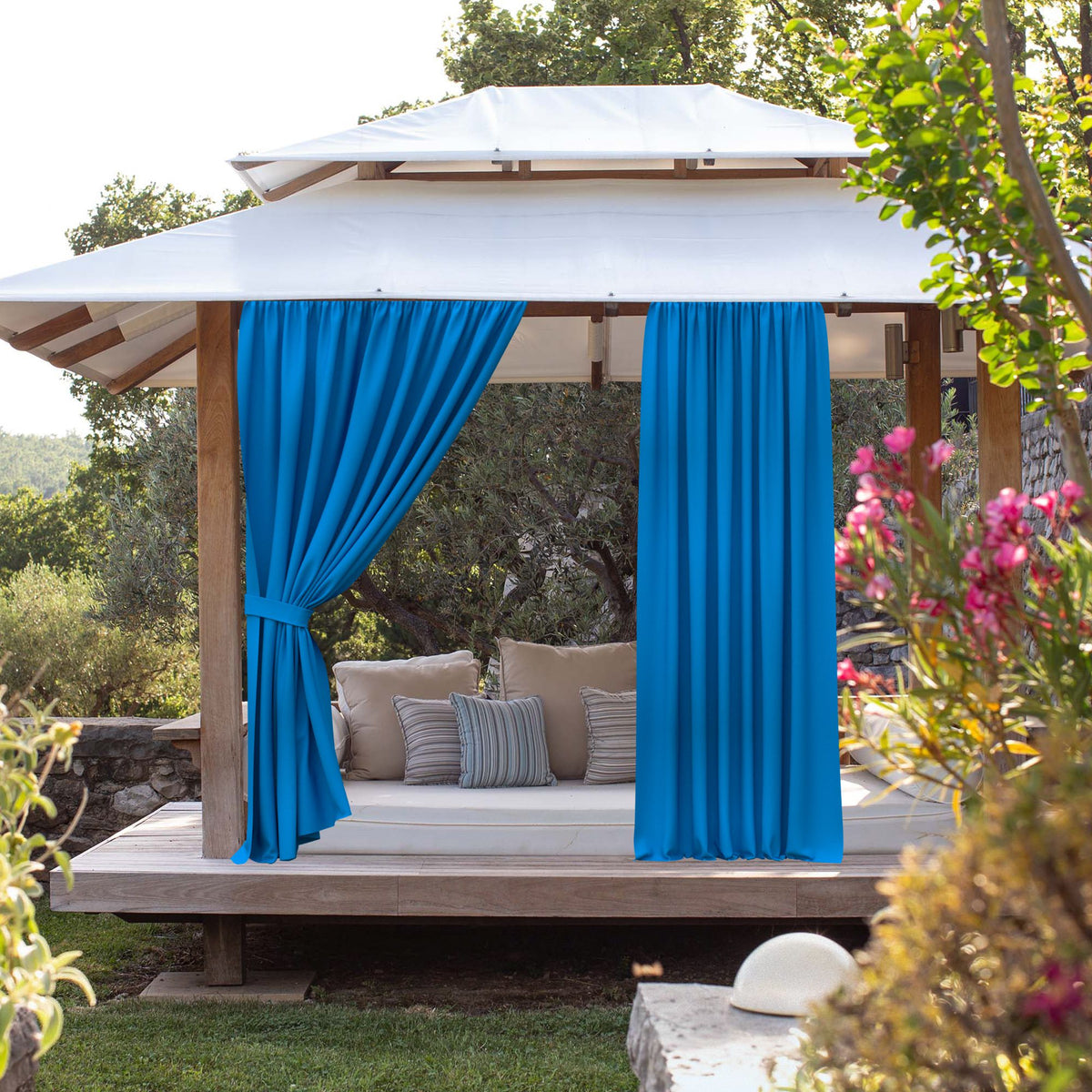 Sunbrella Canvas Pacific Blue Curtain