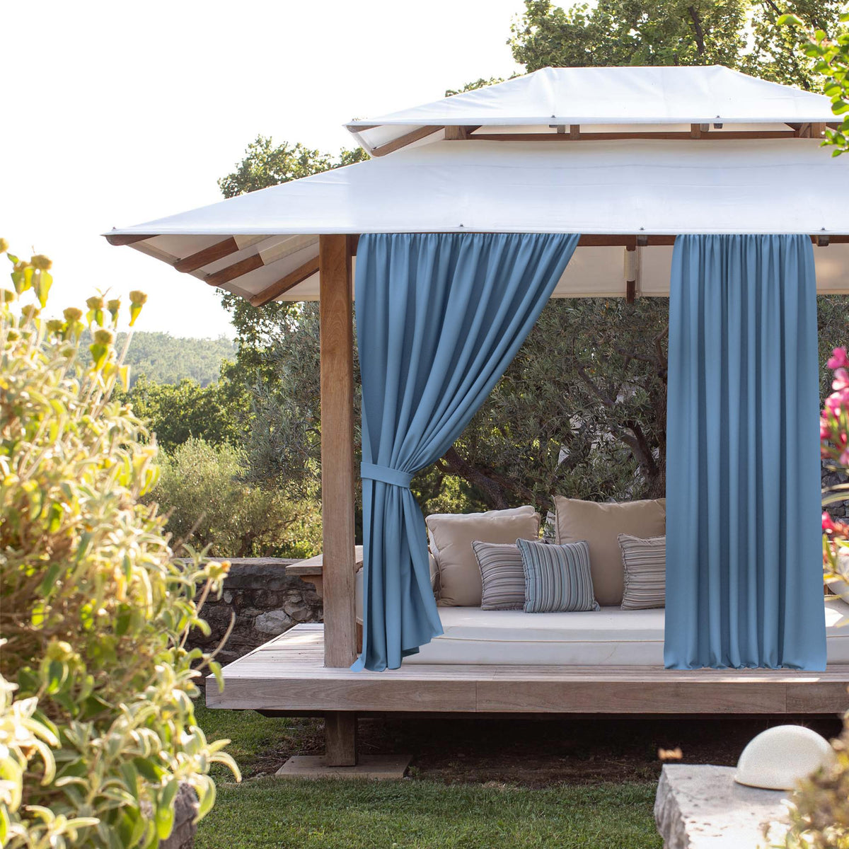 Sunbrella Canvas Sapphire Blue Curtain - Image 3 | ZIPCushions - view 2
