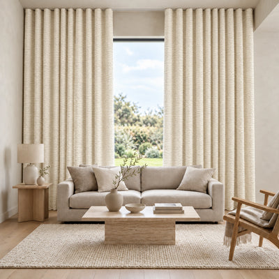 Custom Ivory Snow Storm Textured Curtain