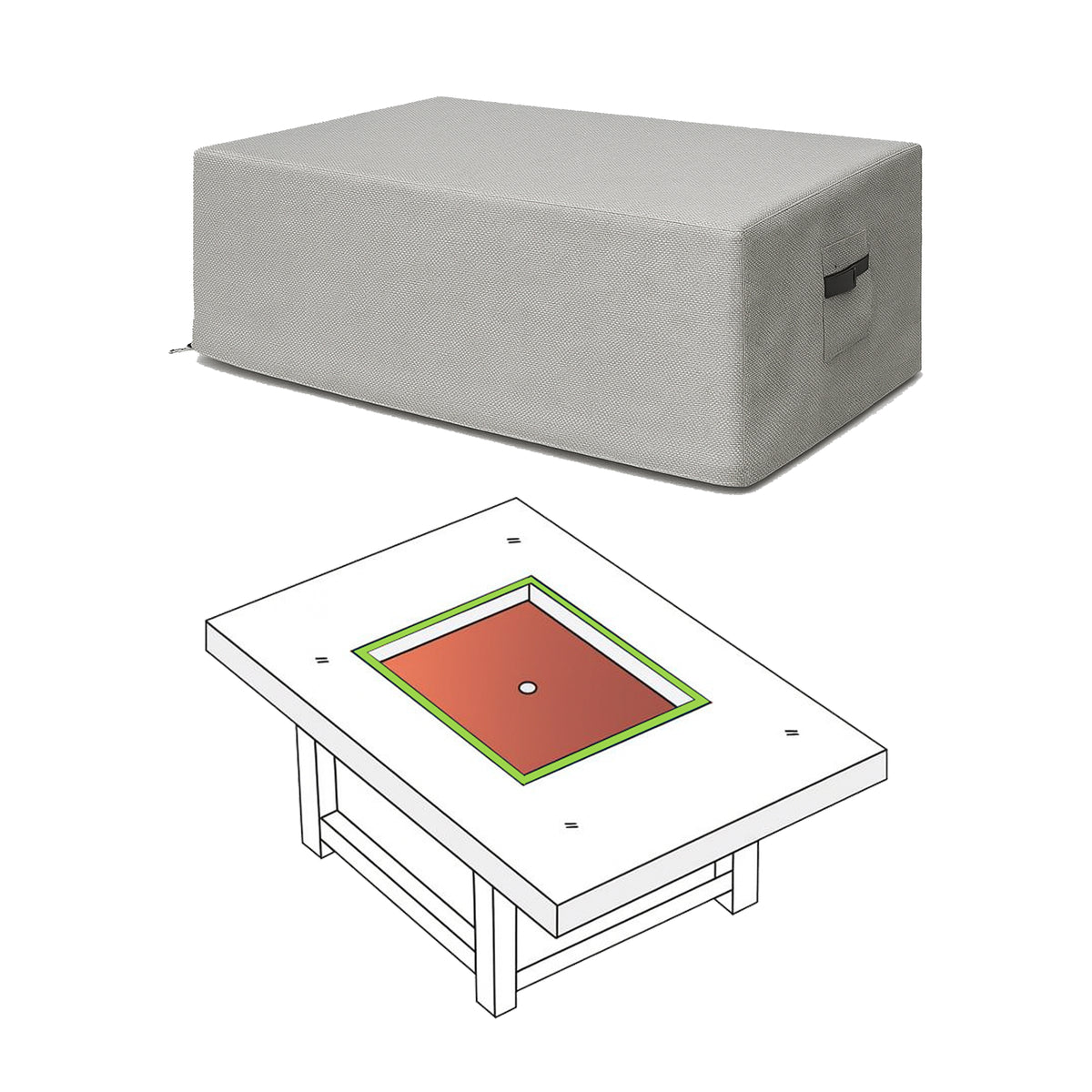 Custom Rectangular Fire Pit Cover - Style 5