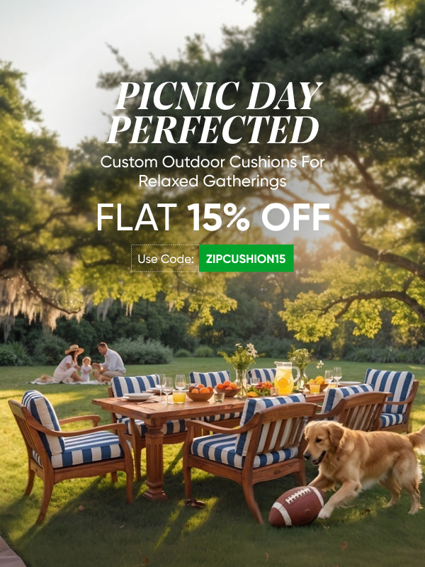 custom outdoor cushions for picnic day, striped patterned cushions