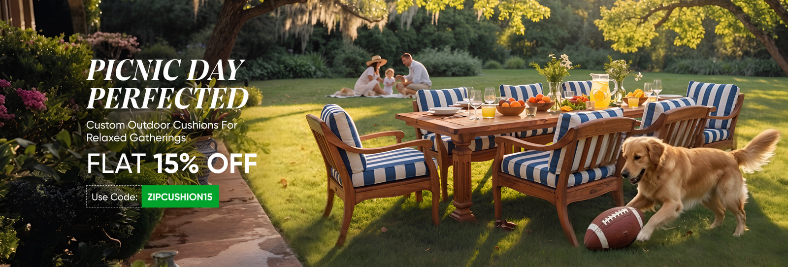 custom outdoor cushions for picnic day, striped patterned cushions