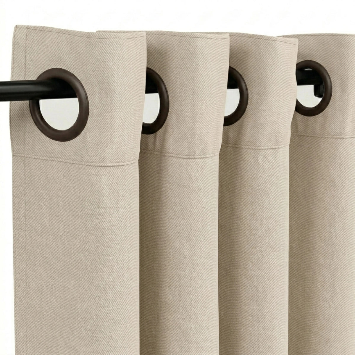 Sunbrella Canvas Canvas Curtain with black grommet header style on curtain rod – modern outdoor drape finish - view 6